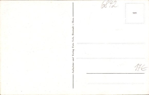 Postcard Riedrode Bürstadt in Hesse, memorial stone, farm, town hall, main street