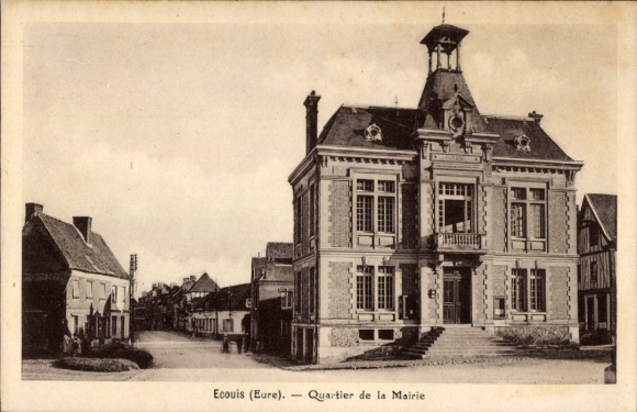 Ak Écouis Eure, Quartier de la Mairie, s Gebäude, Straßenansicht, Architektur