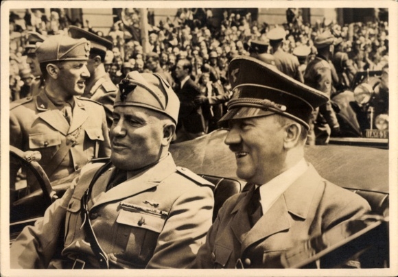 Ak Adolf Hitler, Benito Mussolini, Historische Begegnung in München 1940