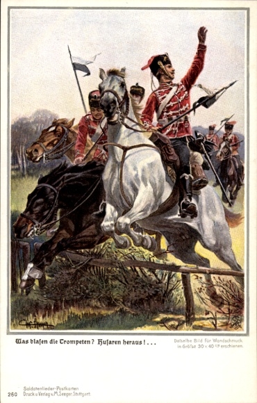 Song Artist Postcard What blow the trumpets, hussars out