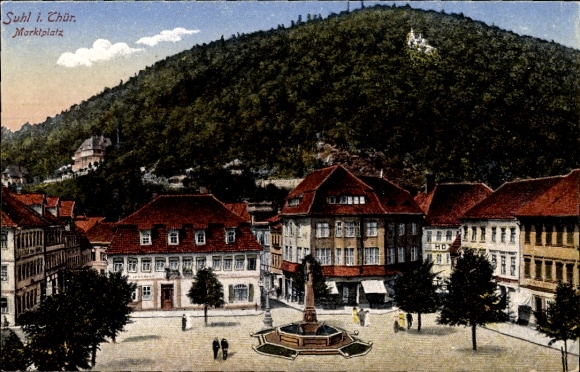 Postcard Suhl in Thuringia, view of the market square