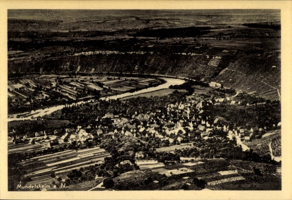 Postcard Mundelsheim am Neckar Württemberg, aerial photograph