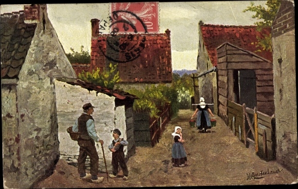 Artist PC Gerstenhauer, J., G., Dutch village motif, water carrier