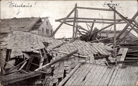 PC Chemnitz in Saxony, storm catastrophe 1916, destroyed roofs