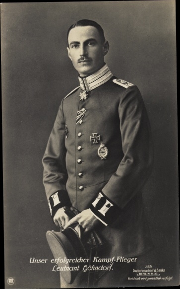 Postcard fighter pilot Lieutenant Höhndorf, Sanke 389, Jasta 4, JG Richthofen