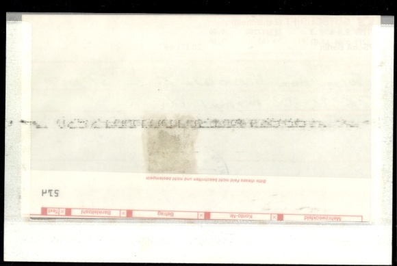 Michel No. 1497 on credit note, payment slip, with correction cover