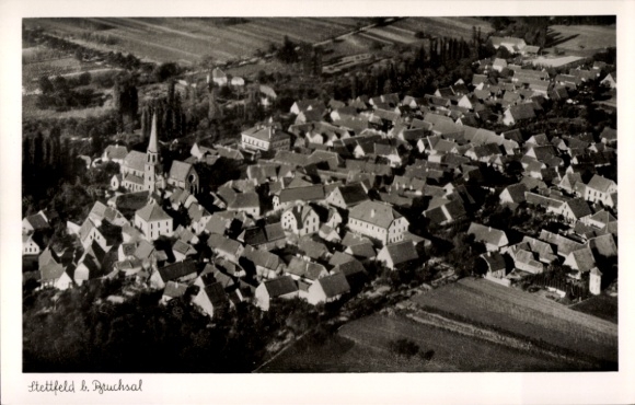 Postcard Stettfeld Ubstadt Weiher Baden Württemberg, aerial photograph