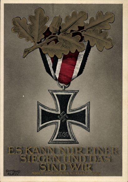 Artist Postcard Klein, Only one can win and that is us, quote Adolf Hitler