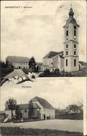 Ak Bernstadt auf dem Eigen, Kirche, Pfarrhaus