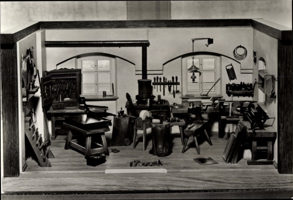 PC Schwarzenberg in the Erzgebirge of Saxony, Museum of Erzbergisches Eisen, model of a plumber&#39;s workshop