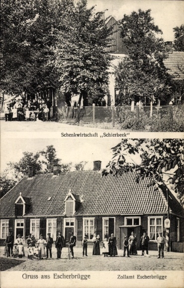 Ak Eschebrügge Laar, Schenkwirtschaft Schierbeck, Zollamt 