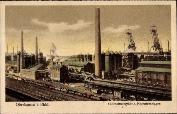 Ak Oberhausen im Ruhrgebiet, Gutehoffnungshütte, Hochofenanlagen