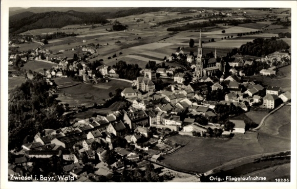 Ak Zwiesel im Bayerischen Wald, Fliegeraufnahme