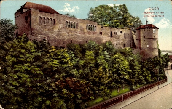 Postcard Cheb Eger Region Karlovy Vary, mill tower at the old imperial castle