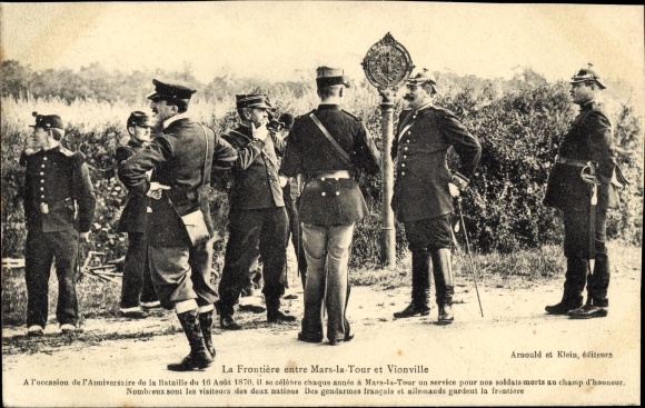 Postcard Mars la Tour Lorraine Meurthe et Moselle, La Frontiére, German French border