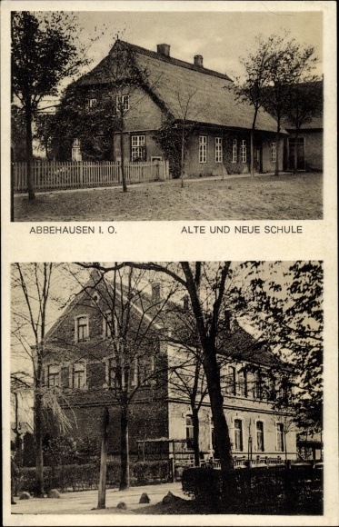 Postcard Abbehausen Nordenham in the Oldenburger Land, old and new school