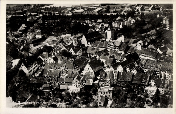 Postcard Stockach in Hegau Baden, aerial photograph