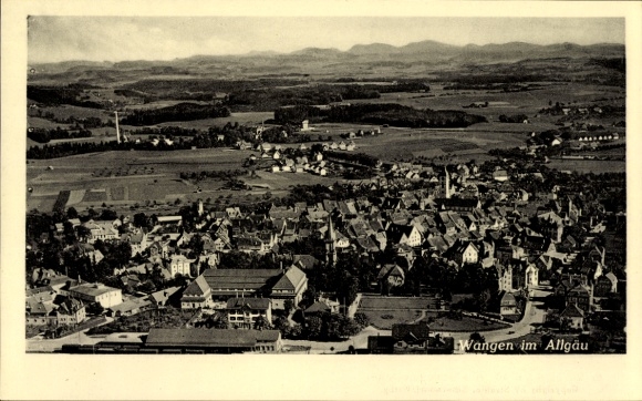 Postcard Wangen im Allgäu, aerial photograph