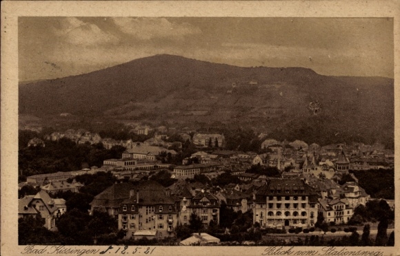 Postcard Bad Kissingen Lower Franconia Bavaria, view from the Stationsweg, landscaped.