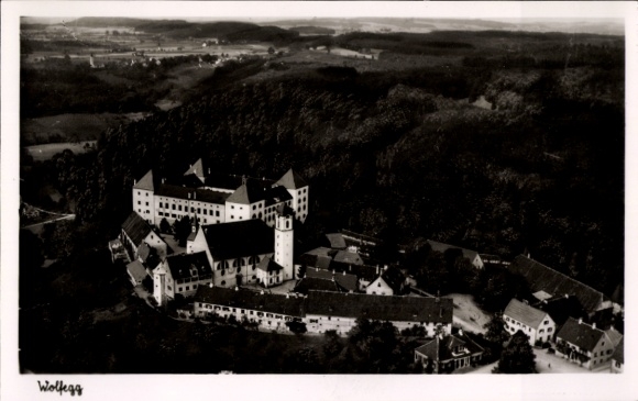 Ak Wolfegg im Allgäu, Fliegeraufnahme