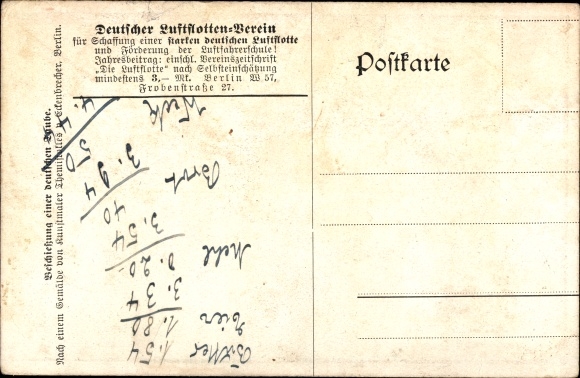Artist PC corner breaker, T. of, bombardment of a German pigeon, air fleet club