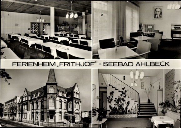 Postcard Ostseebad Ahlbeck Heringsdorf on Usedom, holiday home Frithjof, dining room, club room, vestibule