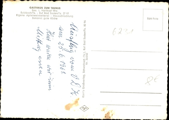 Postcard Sulzbach im Taunus, Gasthof zum Taunus
