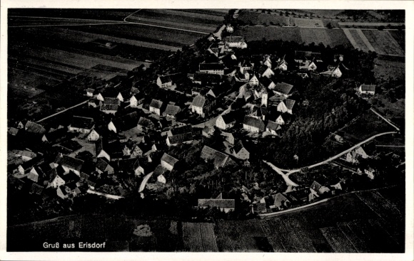 Postcard Erisdorf Ertingen in Upper Swabia Württemberg, aerial view of rural landscape, village