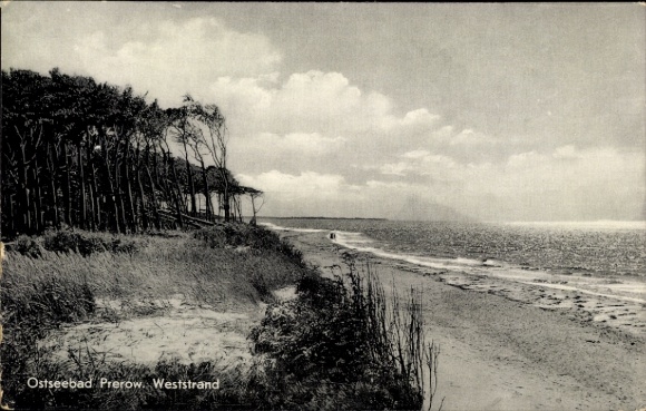 Postcard Ostseebad Prerow on the Darß, view of the west beach of Prerow
