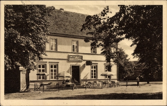 Ansichtkaart Drewitz Möckern in Jerichower Land, uitzicht op Gasthof zur Linde, eigenaar Gustav Lehmann