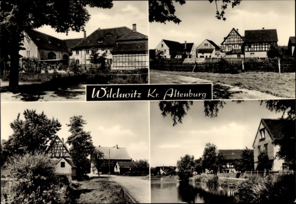 Postcard Wilchwitz Nobitz in Thuringia, black and white photos of a city in Germany.