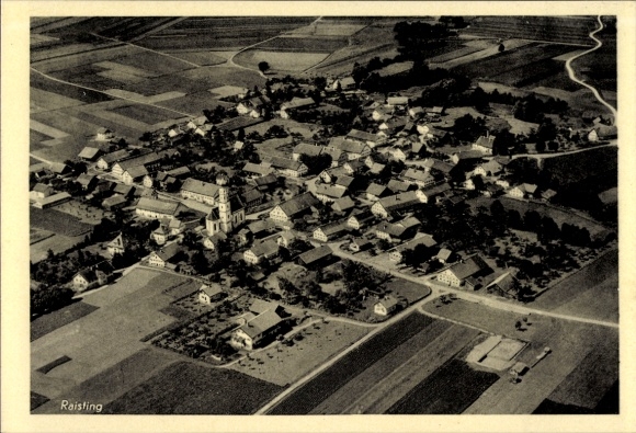 Postcard Raisting Upper Bavaria, aerial photograph