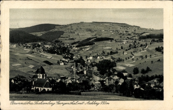 Ak Brunndöbra Klingenthal in de Vogtland-Saksen, panorama met Aschberg