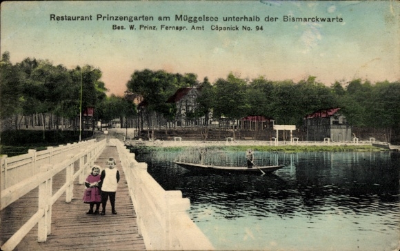 Postcard Berlin Köpenick, Müggelsee, Restaurant Prinzengarten