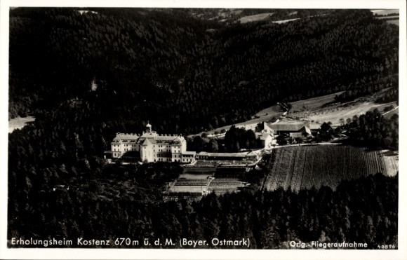 Ak Kostenz Perasdof Niederbayern, Erholungsheim, Fliegeraufnahme