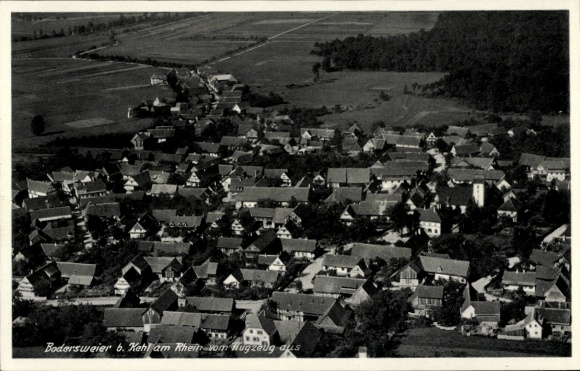 Postcard Bodersweier Kehl am Rhein, aerial photograph