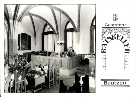 Ak Bautzen in Oberlausitz, Restaurant Ratskeller, interieur