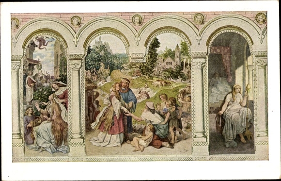 Artist Postcard Schwind, Moritz von, The Fairy Tale of the Seven Ravens, No. III, Brothers Grimm