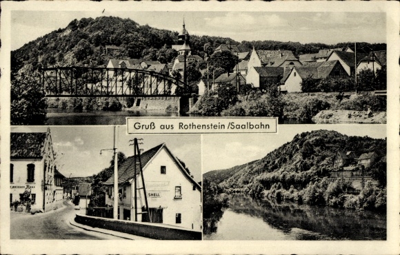 Ansichtkaart Rothenstein an der Saale, algemeen beeld, brug