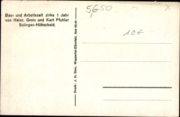 Postcard Höhscheid Solingen, mechanical old mountain mill, Heinr. Greis, Karl Pfuhler