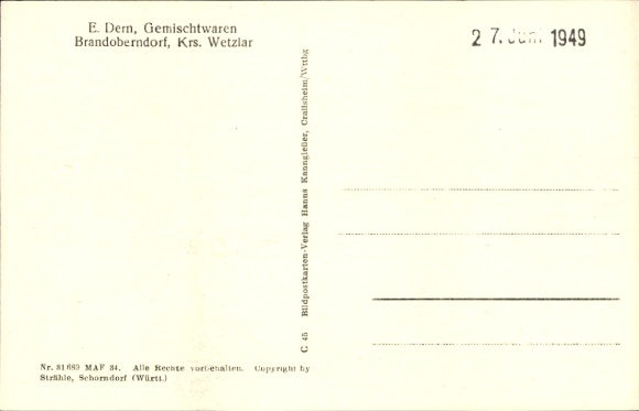 Postcard Brandoberndorf Waldsolms in Hesse, aerial photograph