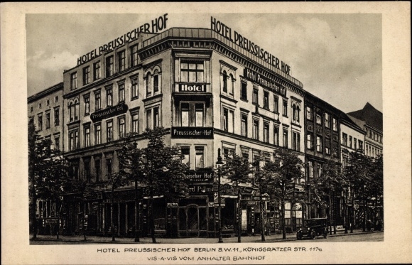 Postcard Berlin Kreuzberg, Hotel Preussischer Hof, Königgrätzer Strasse 117