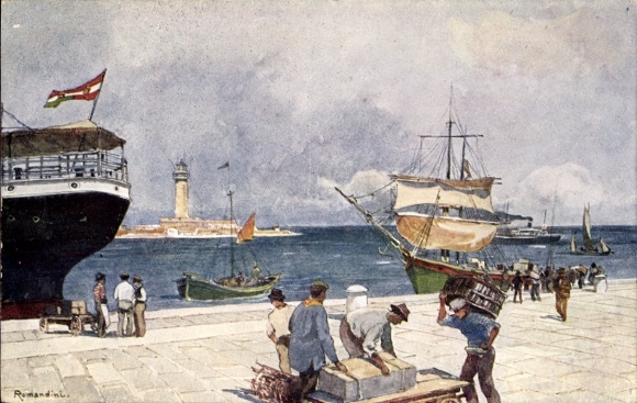 Künstler Ak Triest Trieste Friuli Venezia Giulia, Marina col Faro