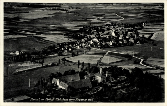 Ak Aurach in Midden-Franken, luchtfoto, kasteel Wahrberg