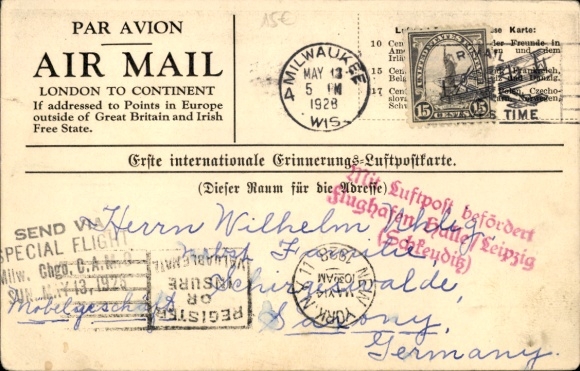 Ak Milwaukee Wisconsin, Empfang der Bremen-Flieger 1928, Hauptmann Köhl, von Hünefeld, Fitzmaurice