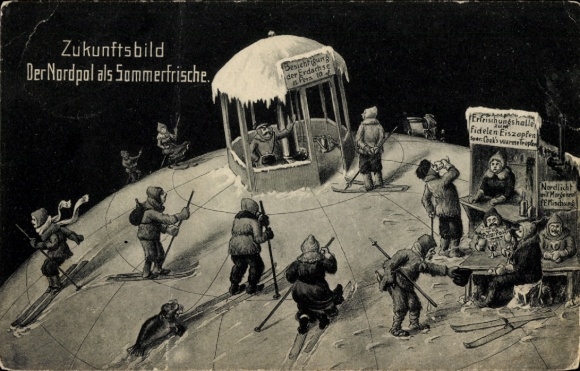 Postcard Future Image, The North Pole as a Summer Resort, Refreshment Hall, Skiers