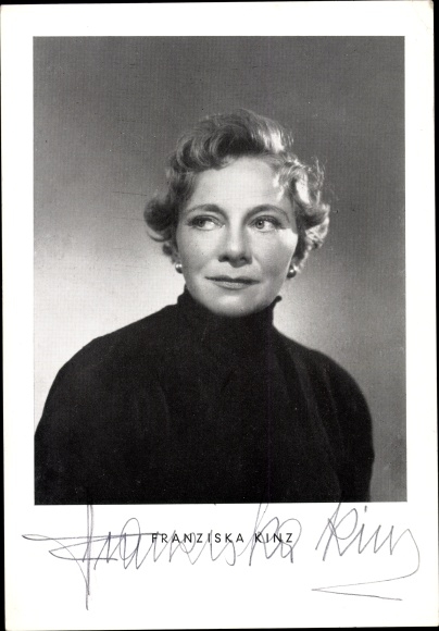 Postcard actress Franziska Kinz, portrait, autograph