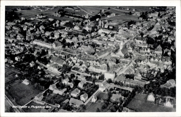 Postcard Weilheim in Upper Bavaria, aerial photograph