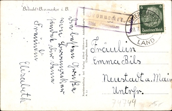 KP Bronnacker Rosenberg w Baden, widok na miasto, budynek szkoły, Gasthaus zum Adler, pomnik wojenny