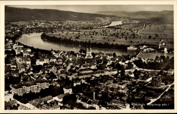 Postcard Bad Säckingen am Hochrhein, aerial photograph